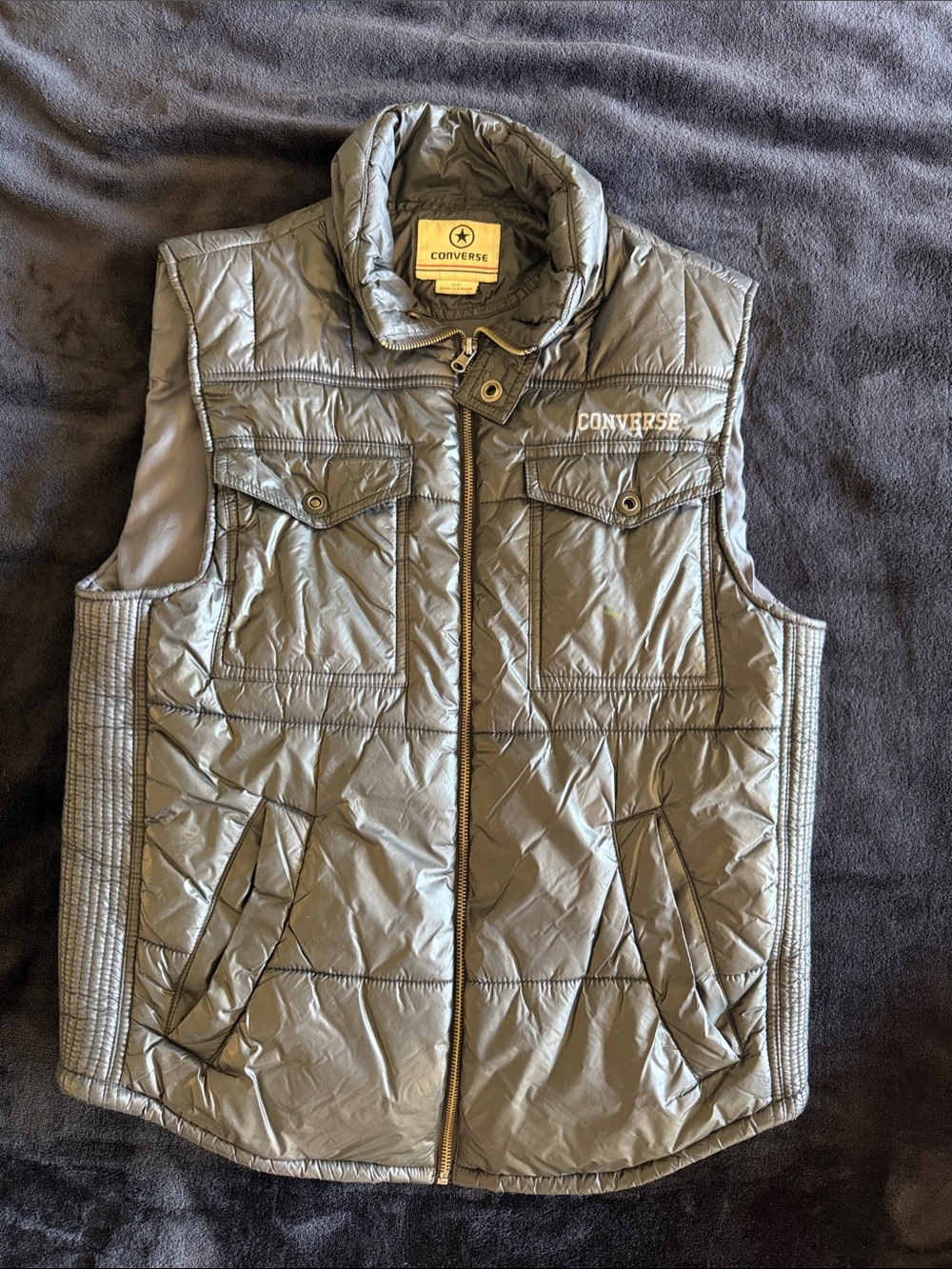 Converse Gray Quilted Men's Puffer Vest